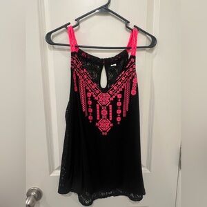 Black and Pink Lace Women's Top
